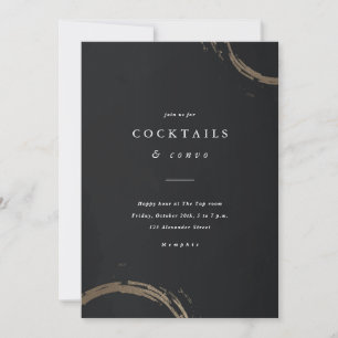 Golden Rings Black and Gold Cocktail Party Einladung