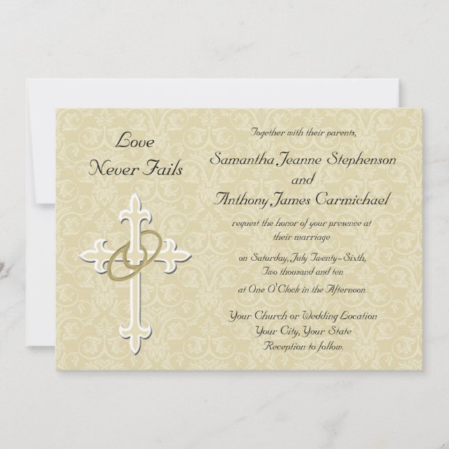 Golden Rings Christian Wedding Invitations (Devant)