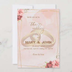 Golden Rings & Floral Elegante - Chic Einladung