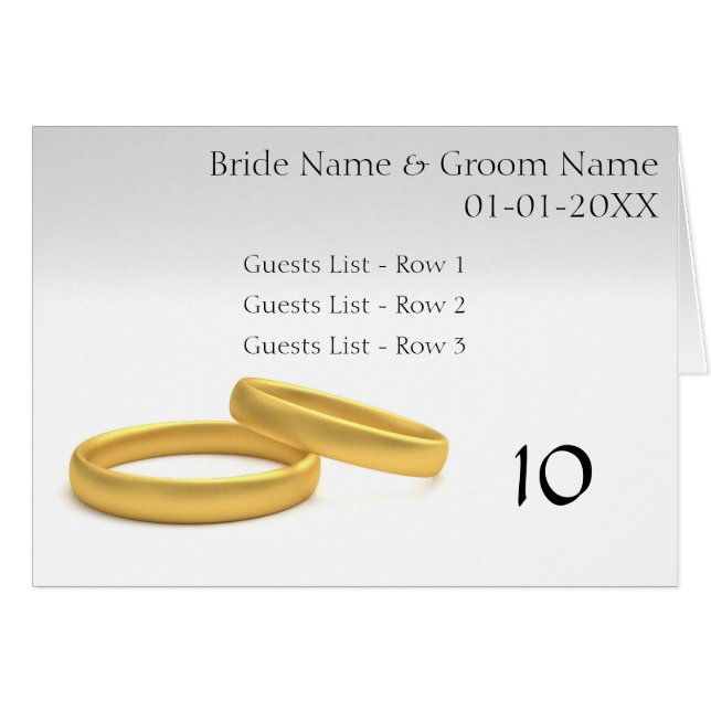 Golden Rings Wedding Table Platzhalter (Vorderseite (Horizontal))
