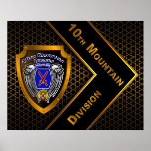 Golden "Rock of the Marne" 10th Mountain Division Poster