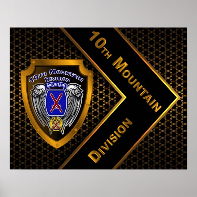 Golden "Rock of the Marne" 10th Mountain Division Poster (Vorne)