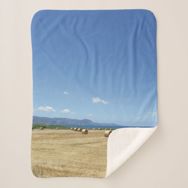 Golden Rolls of Hay and Deep Blue Sea Design Sherpadecke (Vorderseite)