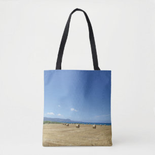 Golden Rolls of Hay and Deep Blue Sea Design Tasche