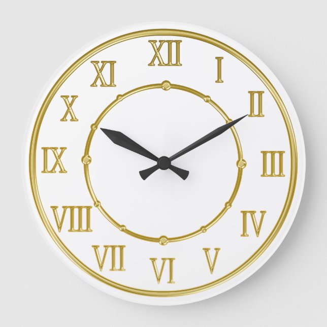 Golden Roman Numerary Kitchen Wall Große Wanduhr (Vorderseite)