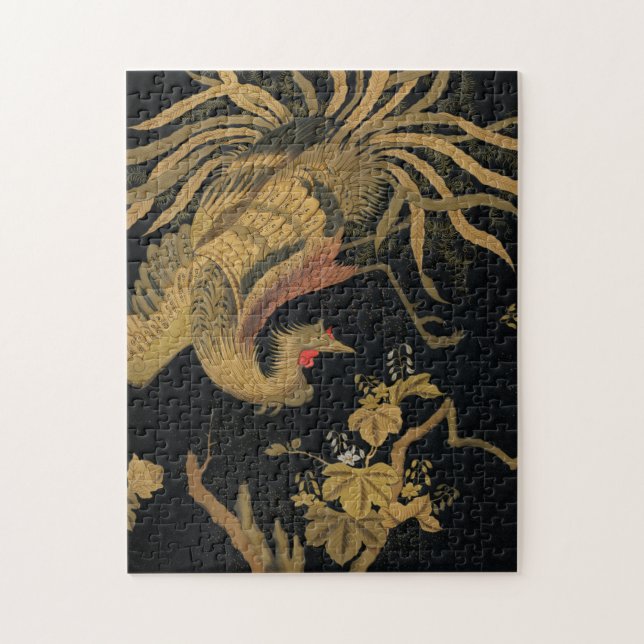 Golden Rooster Bird Japanisch Klassische Antike (Vertikal)