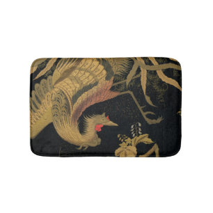 Golden Rooster Bird Japanisch Klassische Antike Badematte