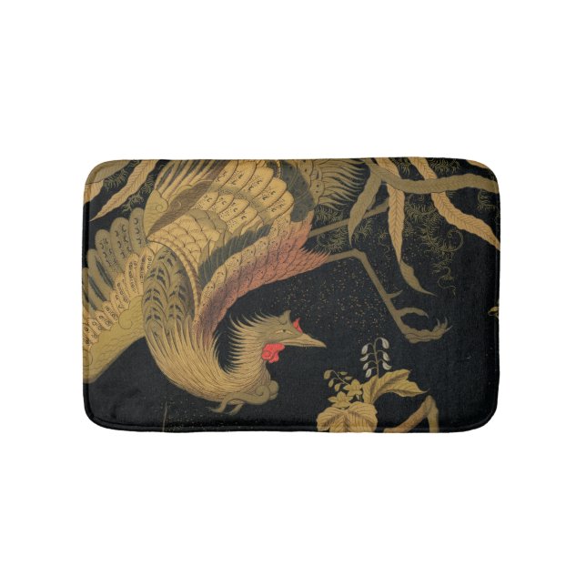 Golden Rooster Bird Japanisch Klassische Antike Badematte (Vorderseite)