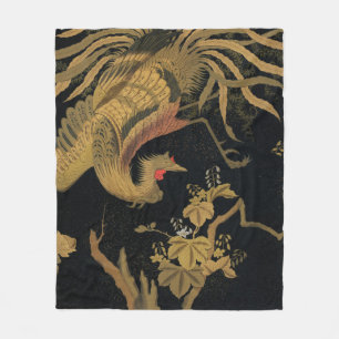 Golden Rooster Bird Japanisch Klassische Antike Fleecedecke