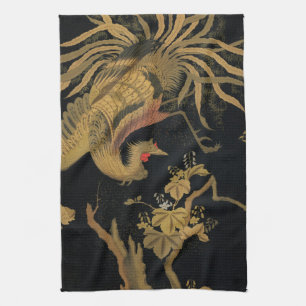Golden Rooster Bird Japanisch Klassische Antike Geschirrtuch