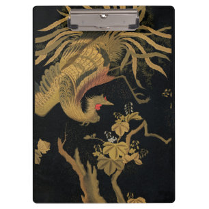 Golden Rooster Bird Japanisch Klassische Antike Klemmbrett