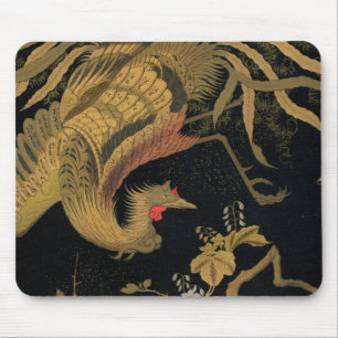 Golden Rooster Bird Japanisch Klassische Antike Mousepad