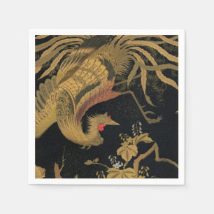 Golden Rooster Bird Japanisch Klassische Antike Serviette