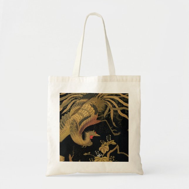 Golden Rooster Bird Japanisch Klassische Antike Tragetasche (Vorne)