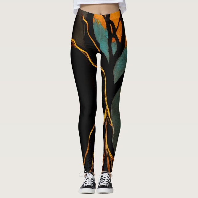 Golden Roots and Twilight Tree Leggings (Vorderseite)