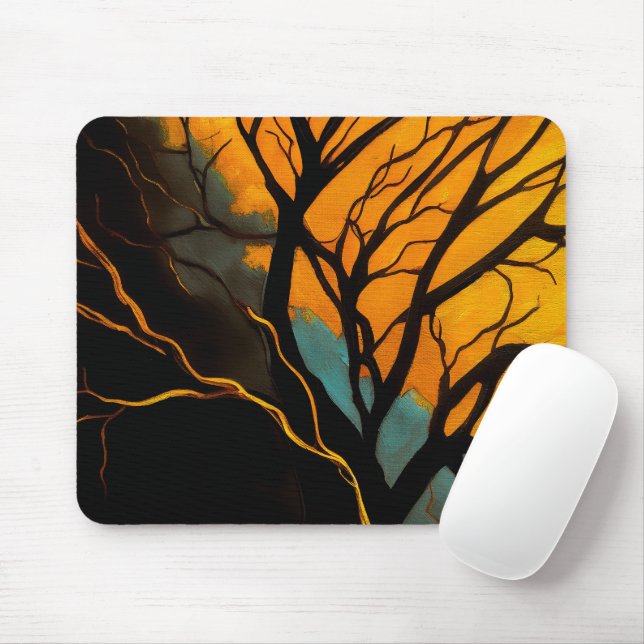 Golden Roots and Twilight Tree Mousepad (Mit Mouse)