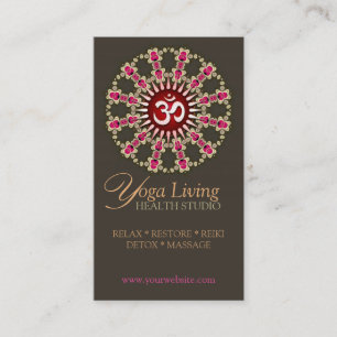 Golden Rosa Om Energy Healing Yoga New Age Biz Car Visitenkarte