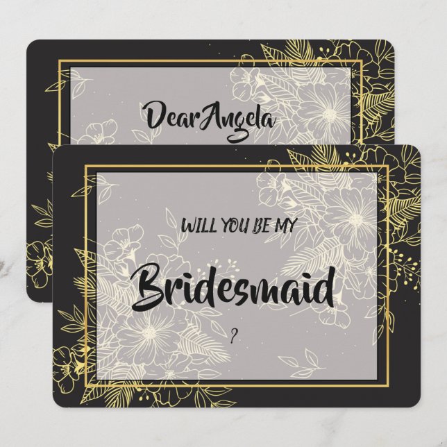 Golden Rose Bridesmaid Einladung (Vorne/Hinten)