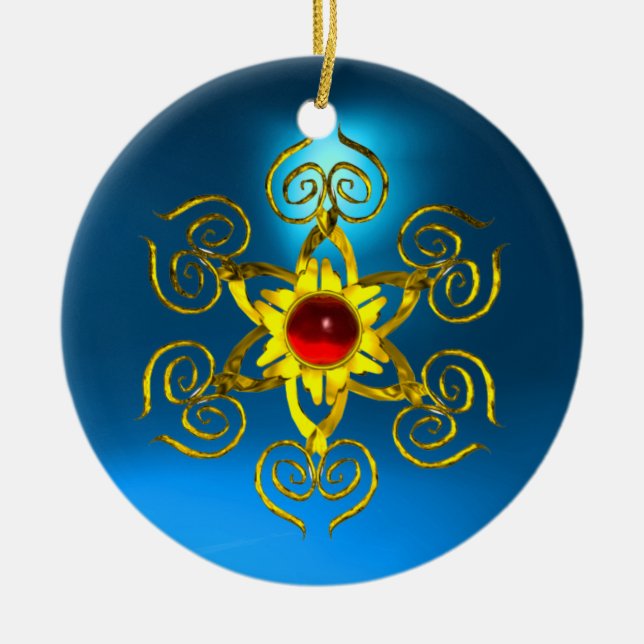 GOLDEN ROSE RUBY Blue Sapphire Keramikornament (Vorne)