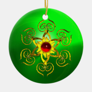 GOLDEN ROSE RUBY Green Emerald Keramikornament