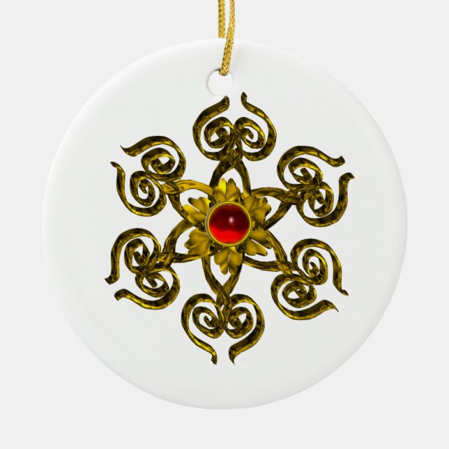 GOLDEN ROSE RUBY, weiß Keramikornament (Vorne)