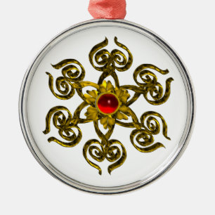 GOLDEN ROSE RUBY, weiß Silbernes Ornament