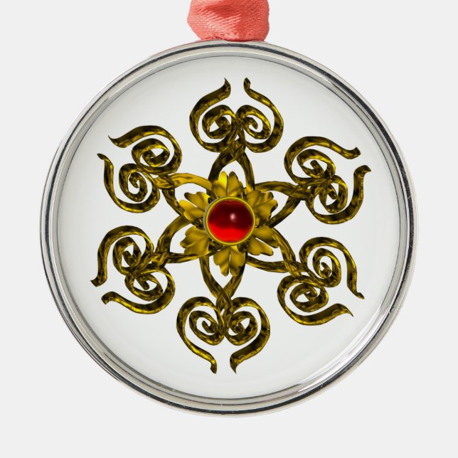 GOLDEN ROSE RUBY, weiß Silbernes Ornament (Vorne)
