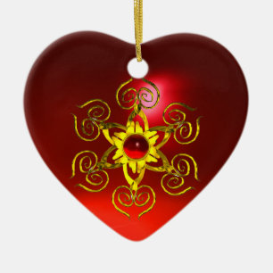 GOLDEN ROSE RUBY, Weißherz Keramik Ornament