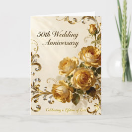 Golden Roses 50th Wedding Anniversary Karte