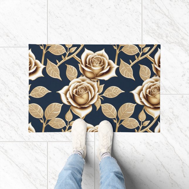 Golden Roses With A Metallic Finish Fußmatte (Indoor)