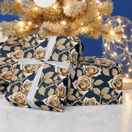 Golden Roses With A Metallic Finish Geschenkpapier