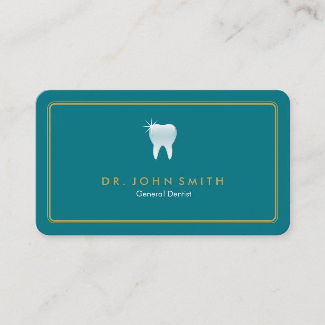 Golden Rounding Frame Türkis Tooth Dental Terminkarte (Vorderseite)