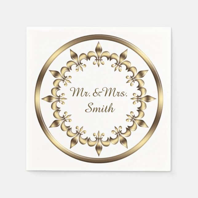 Golden Royal Circle Element. Fleur-de-Lis. Serviette (Vorderseite)