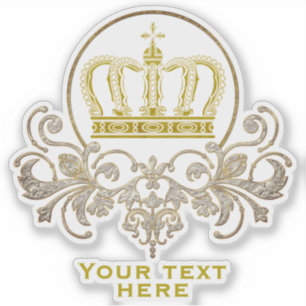 Golden Royal Crown + Ihr Backgr. Ideen Aufkleber