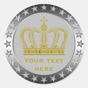 Golden Royal Crown + Ihr Backgr. Ideen Runder Aufkleber