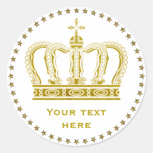 Golden Royal Crown + Ihr Backgr. Ideen Runder Aufkleber