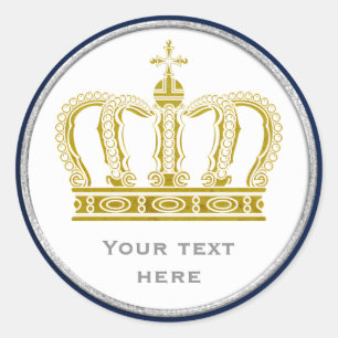 Golden Royal Crown + Ihr Backgr. Ideen Runder Aufkleber