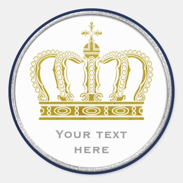 Golden Royal Crown + Ihr Backgr. Ideen Runder Aufkleber (Vorderseite)
