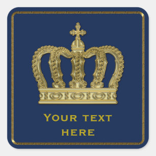 Golden Royal Crown II + your backgr & ideas Quadratischer Aufkleber