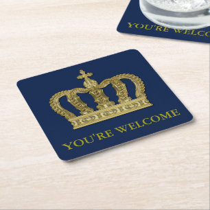 Golden Royal Crown II + your backgr & ideas Rechteckiger Pappuntersetzer