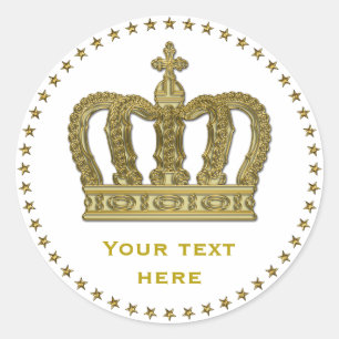 Golden Royal Crown II + your backgr & ideas Runder Aufkleber