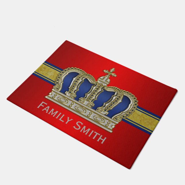 Golden Royal Crown V + Ihr Backgr. Ideen Fußmatte (Schrägansicht)