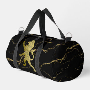 Golden Royal Lion Black Marble Duffle Bag