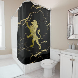 Golden Royal Lion Black Marble Duschvorhang