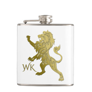 Golden Royal Lion Monogram Flachmann