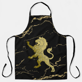 Golden Royal Lion on Black and Gold Marble Schürze