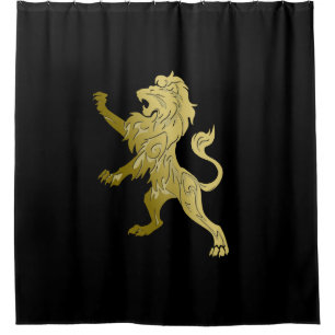Golden Royal Lion on Black Duschvorhang