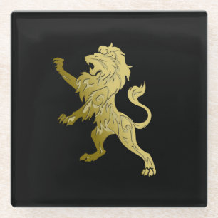 Golden Royal Lion on Black Glasuntersetzer