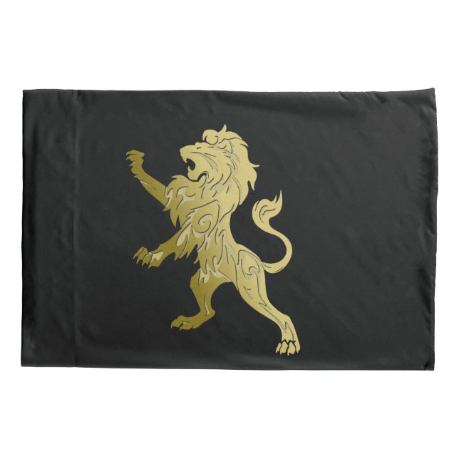 Golden Royal Lion on Black Kissenbezug (Rückseite)