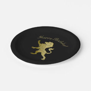 Golden Royal Lion on Black Pappteller